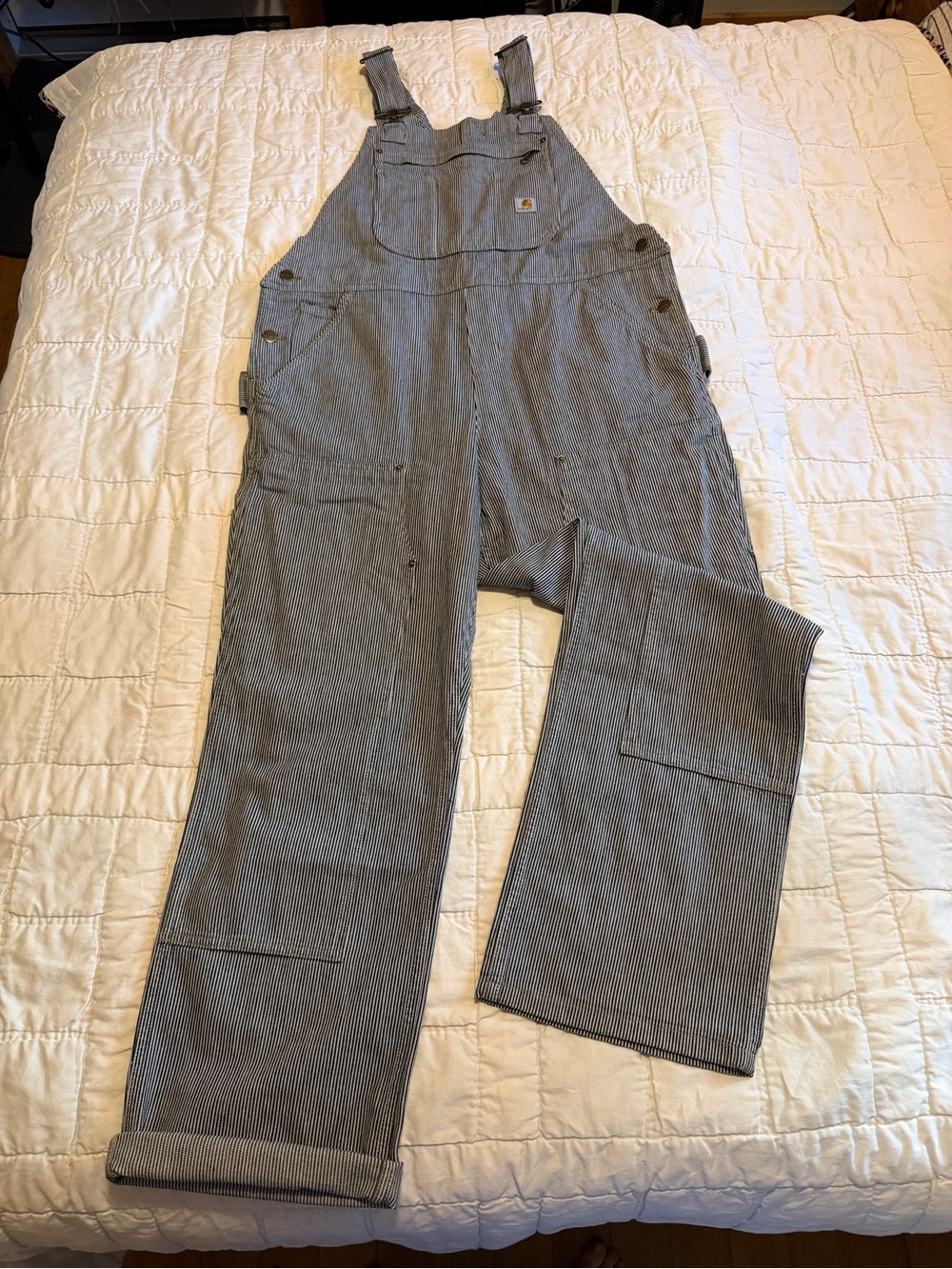 Carhartt Women's Blue Pinstripe Work Overalls